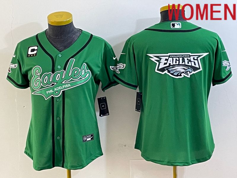 Women Philadelphia Eagles Blank Green Nike 2023 Co Branding Game NFL Jersey style 1->->Women Jersey